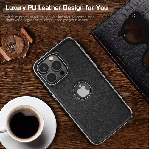 Vista 4 de LOHASIC Funda de cuero para iPhone 15 Pro Max compatible con Magsafe, delgada de lujo de poliuretano suave flexible parachoques agarre