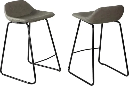 Vista 13 de Cortesi Home Ava - Taburetes de piel sintética color negro carbón (juego de 2)
