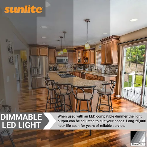 Vista 4 de Sunlite 41191 Bombilla LED BR40 empotrable, 14 W (equivalente a 85 W), 1060 lúmenes, base media (E26), regulable, inundación, certificación UL, 6500