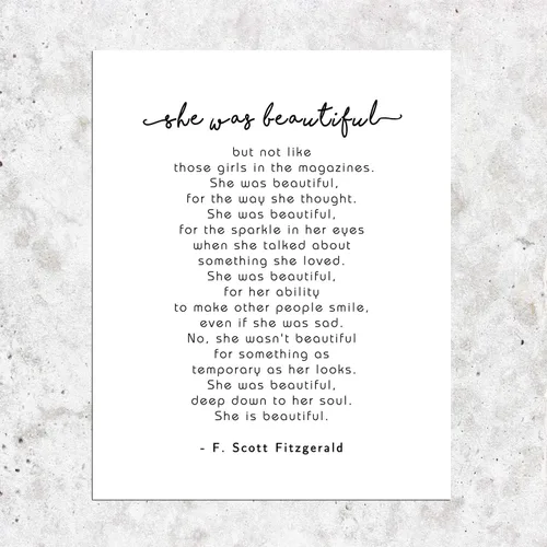 Vista 6 de TSDTUO Cartel de She Was Beautiful Girls, decoración de guardería, cita de amor, decoración de dormitorio, impresiones inspiradoras de 8 x 10