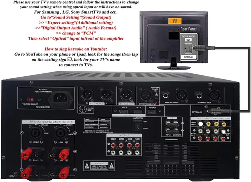 Vista 3 de Amplificador de mezcla profesional IP-5900II de 6000 W más altavoces IPS-40 4000 W y micrófonos inalámbricos Combo de karaoke para el hogar
