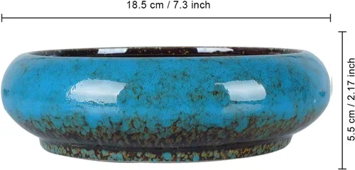 Vista 3 de ARTKETTY Macetas para suculentas – Macetas grandes para suculentas con bandeja de drenaje, 1 maceta rectangular + 1 maceta redonda para bonsái