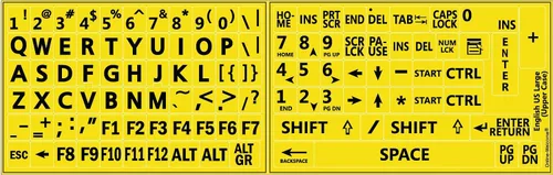 Vista 5 de Five 5 English US Large Print Lettering Negro, Amarillo, Blanco, Gris BACKGROUNS Pegatinas de teclado 5
