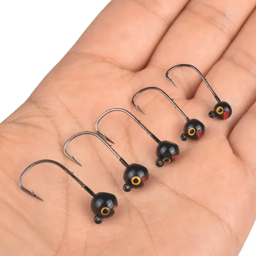 Vista 3 de 10 cabezas de tungsteno con soporte para cebo, cabeza redonda para pequeños cebos de plástico y peces, Crappie y Bluegills