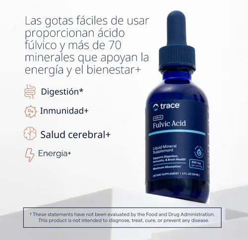 Vista 2 de Trace Minerals - Ácido fúlvico iónico de 250 mg - Suplemento mineral esencial para apoyar la hidratación y la producción de energía - Ayuda a