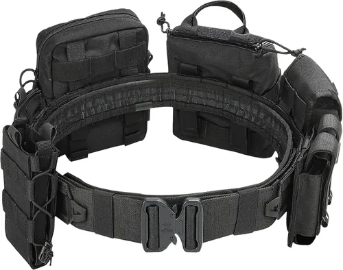 Vista 6 de YAKEDA Molle - Cinturón de batalla con accesorios – Cinturón táctico de combate Airsoft resistente (8 piezas)