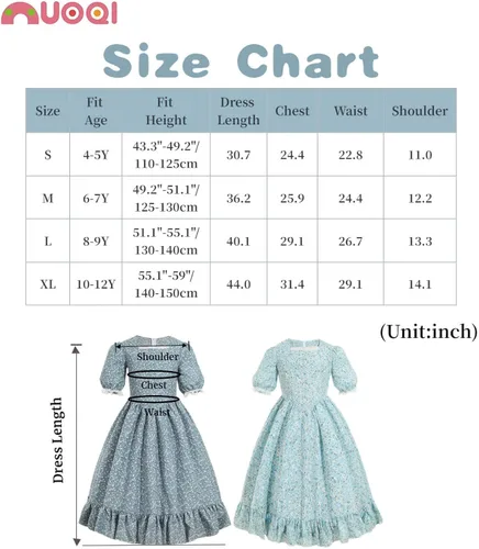 Vista 5 de Nuoqi Vestidos pioneros para niñas, disfraz colonial de Laura Ingalls Wilder