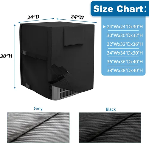 Vista 2 de AKEfit Cubierta de Aire Acondicionado para Exterior, Impermeable de Servicio Pesado, Defensor de AC con Tela Oxford Duradera, Protector de AC Negro