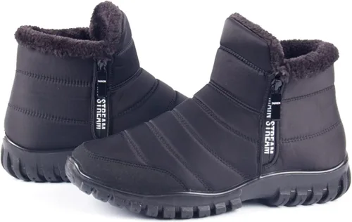 Vista 6 de Botas de nieve de cuero cálido para hombre, antideslizantes, impermeables, suaves, de felpa, cálidas, para senderismo, exteriores, campamento
