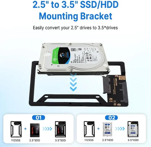 Vista 4 de Convertidor de unidad SATA de disco duro interno SSD de 6 GB de 2,5 pulgadas a 3,5 pulgadas