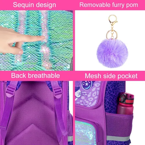 Vista 42 de KLFVB Mochila de 3 piezas para niñas y niños, bolsa de libros de dinosaurio de unicornio de 15 pulgadas con lonchera, bolsa escolar preescolar