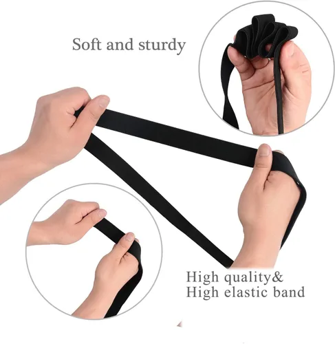 Vista 5 de Correas elásticas para equipaje hechas de cuero auténtico un accesorio de maleta de viaje ajustable y portátil negro