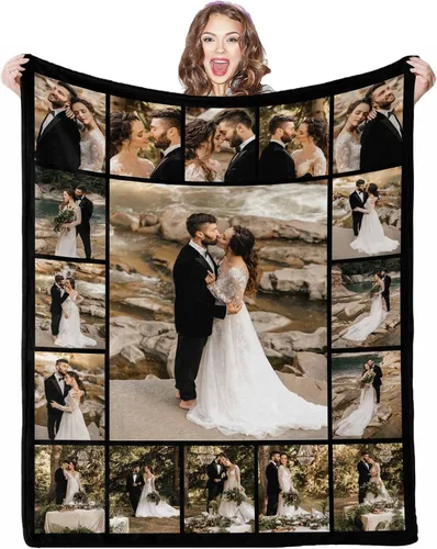 Vista 11 de Mantas personalizadas con fotos, 1 foto, manta personalizada, regalos personalizados para mamá, papá, pareja, novia, novio, esposa, marido, 8 tamaños
