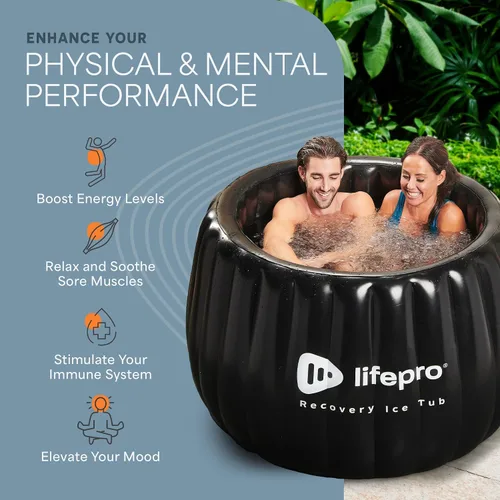 Vista 3 de Lifepro Bañera de hielo portátil para 2 personas para atletas XL - Tina de hielo autoinflable para adultos - Tina de hielo plegable para baño