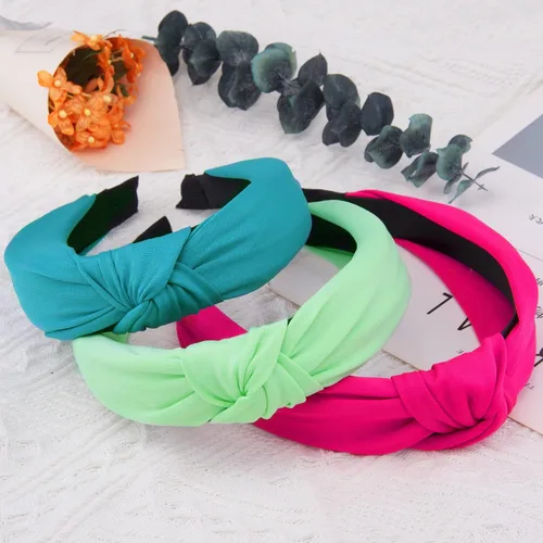 Vista 4 de SIQUK 15 diademas turbantes con nudo superior y nudo cruzado para mujeres y niñas, Varios colores lisos