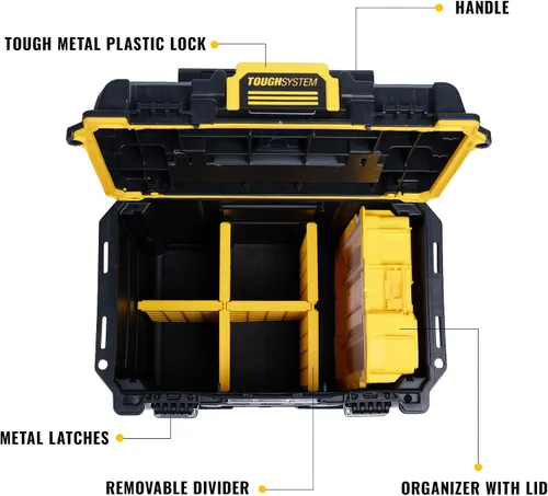 Vista 2 de DEWALT TOUGHSYSTEM 2.0 Caja de herramientas profunda compacta y duradera con divisores extraíbles (DWST08035)