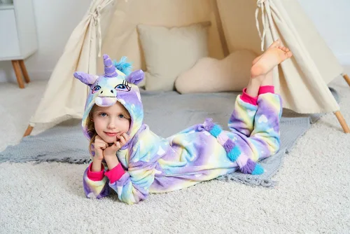 Vista 50 de Pijama de unicornio unisex para niños, enteritos para disfraz, Halloween