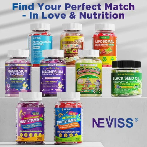 Vista 6 de NEVISS Gomitas multivitamínicas para mujeres con glicinato de magnesio 400 mg, calcio D3K2, gomitas de colágeno hidrolizado para renovación