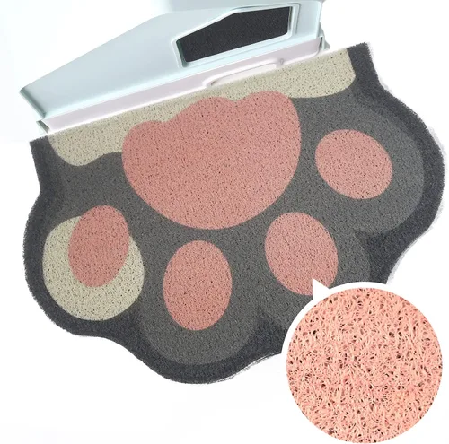 Vista 10 de Bonita alfombra de arena para gatos de 24 x 19 pulgadas, tapete para caja de arena, suave para patas de gatito, fácil de limpiar, antideslizante
