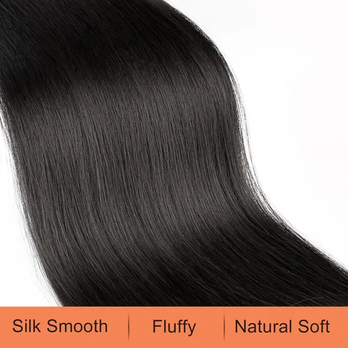 Vista 3 de SEIKEA Extensiones de cola de caballo con cordón, larga y recta, cola de caballo falsa, natural, suave, extensiones de cabello sintético resistente