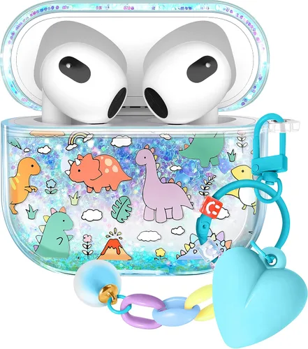 Vista 34 de Funda para Apple para Airpods 4 Case 2024 - Arena Movediza Líquida Arte Artístico Estético Funda Mujer Chica Mujeres Brillante Brillo Purpurina