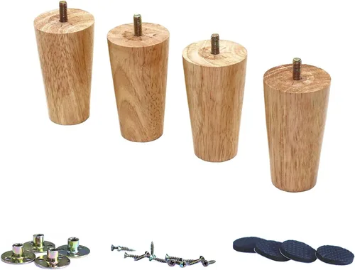 Vista 8 de Juego de 4 patas de repuesto de madera maciza para sofá y sofá de 4 Slant- Juego de 4