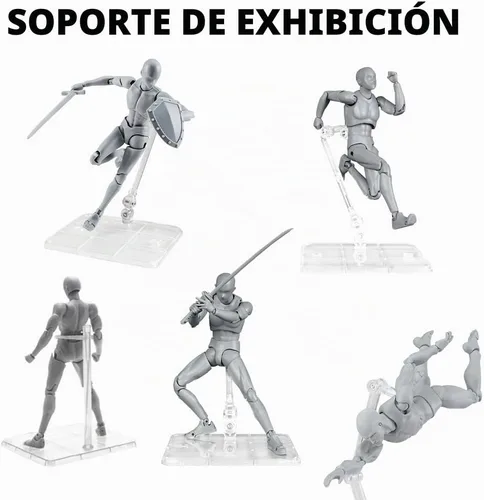 Vista 2 de 5 soportes para figuras de acción, soporte transparente para figuras de acción de montaje con base de muñeca, soporte de soporte compatible