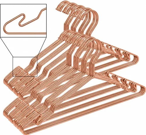 Vista 13 de Perchas de metal cromado, perchas de ropa resistentes con ranuras antideslizantes, perchas delgadas que ahorran espacio, paquete de 10
