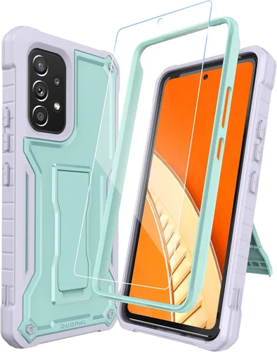 Vista 8 de Funda para Samsung Galaxy A53 5G, protección de grado militar a prueba de golpes con protector de pantalla HD de vidrio templado y soporte Azul
