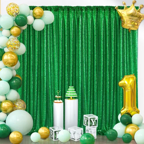 Vista 16 de B-COOL Cortinas de Fondo de Lentejuelas Azul Bebé 2 Piezas 2ftx8ft Fotografía para Fiestas Fondo Brillante Cortinas para Prom Bodas Baby Shower