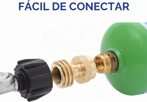 Vista 3 de Flame King Adaptador de propano de 20 libras a 1 libra: convertidor de latón macizo, QCC1/Tipo 1 & Compatible con POL, Conecte pequeños cilindros