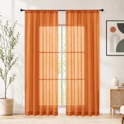 Vista 5 de Simplebrand Cortinas cortas transparentes negras de 54 pulgadas de largo, 2 Negro