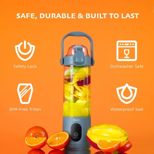 Vista 4 de Licuadora portátil inalámbrica de 24 oz. Licuadora personal para batidos y licuados, sin BPA, trituradora de hielo, piezas aptas para lavavajillas