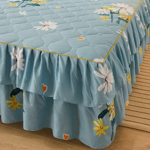 Vista 4 de Juego de falda de cama con volantes de 3 piezas, 3 piezas, cobertura lateral de 15.7 pulgadas, suave y cálida