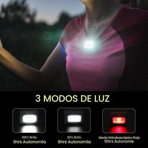 Vista 2 de Molrebe - Paquete de 2 luces de correr con clip, luces de seguridad magnéticas recargables