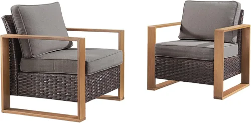 Vista 34 de Rilyson Sofá de mimbre para patio al aire libre, sofá de muebles de patio de ratán con marco resistente, mimbre de polietileno para todo