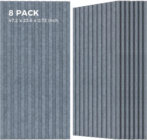 Vista 23 de Grandes paneles acústicos bicapa, juego de 4 paneles absorbentes de sonido, paneles a prueba de sonido de 120 cm x 60 cm x 1.8 cm para paredes