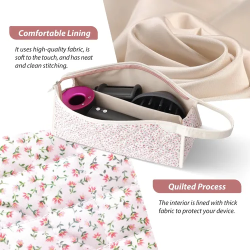 Vista 6 de Bolsa de viaje acolchada para herramientas para el cabello Dyson Floral rosa
