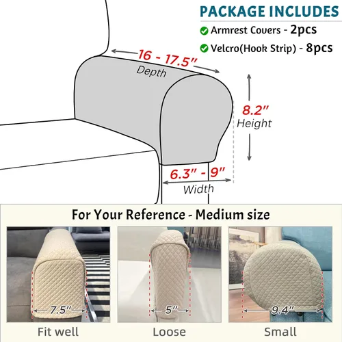 Vista 6 de Roytub Fundas para Brazos de Sofá, Funda Transpirable para Reposabrazos de Sofá, Sillón, Loveseat, Fundas para Brazos de Reclinable Resistentes a
