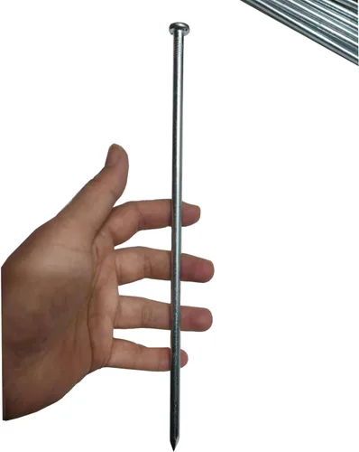 Vista 3 de Estacas de metal, 35 estacas galvanizadas de 10 pulgadas, clavos de jardín para césped, barreras de malezas, tienda de campaña y más (35, plateado)