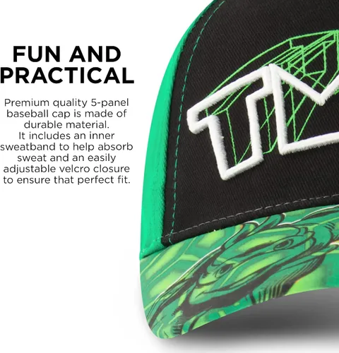 Vista 4 de Nickelodeon Gorra de béisbol para niños gorro ajustable Little TMNT para niños de 4 a 7 años color verde Verde