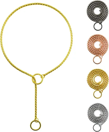 Vista 8 de Collar de Perro de Alta Resistencia, Collar de Perro Deslizante con Eslabones de Serpiente, Antióxido, 39.4cm-74.9cm, Negro/Oro/Plata/Oro Rosa