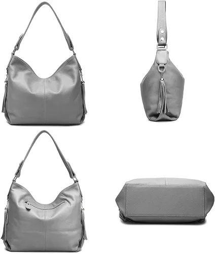 Vista 44 de Moda suave cuero genuino borla mujer bolso señoras hombro mensajero hobo bolso