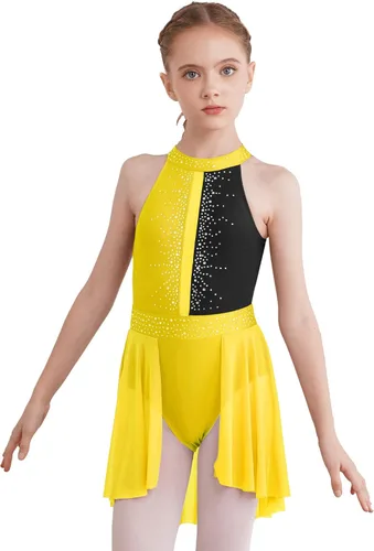 Vista 13 de CHICTRY Kids Girls Sparkly Rhinestone Ballet Gymnastics Leotards Modern Lyrical Dance Costume