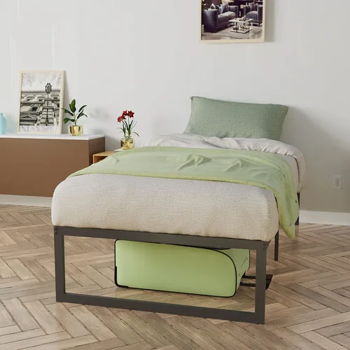 Vista 4 de NapQueen Alpha - Marco de cama de plataforma de metal resistente de 14 pulgadas, fácil montaje, resistente y soporta hasta 2800 libras