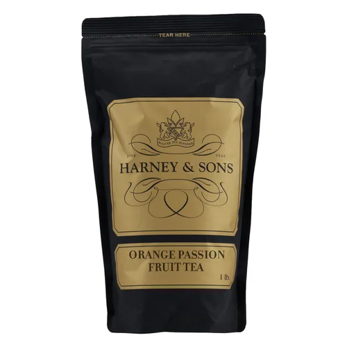 Vista 2 de Harney & Sons Té de hierbas de fruta de la pasión naranja, hoja suelta, 16 onzas Té de hierbas sin cafeína con naranja, maracuyá, escaramujos