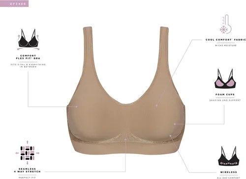 Vista 4 de Bali - Comfort Revolution - Brasier sin varillas para mujer, brasier de cobertura completa estilo ComfortFlex Fit - DF3488