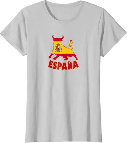 Vista 34 de Spain Espana with Bull and National Flag/Present T-Shirt Asphalt Grey