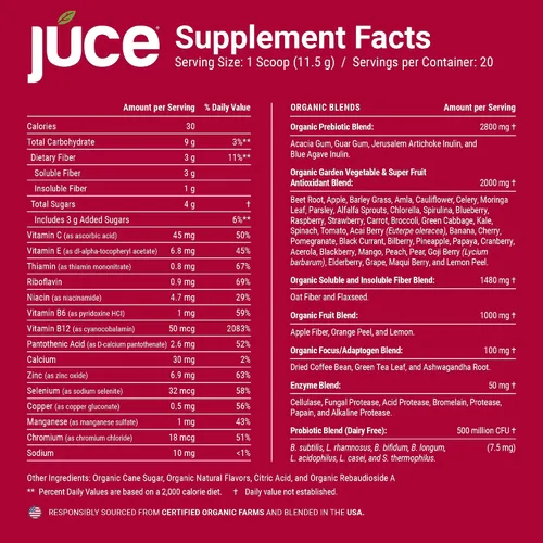 Vista 8 de Terra Kai Organics JUCE Greens – Mezcla para bebida superalimento - Impulsa la inmunidad y la desintoxicación con USDA vegetales verdes orgánicos