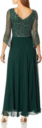 Vista 5 de J Kara Vestido largo de manga 34 con cuello en V para mujer